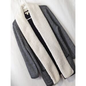 STYLE & CO.! BLACK, CREAM KNIT FAUX SHEARLING CARDI SWEATER! SZ XL